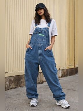 Vintage KEY Denim Overalls W36 L30 Carpenter Workwear Dungarees USA Style